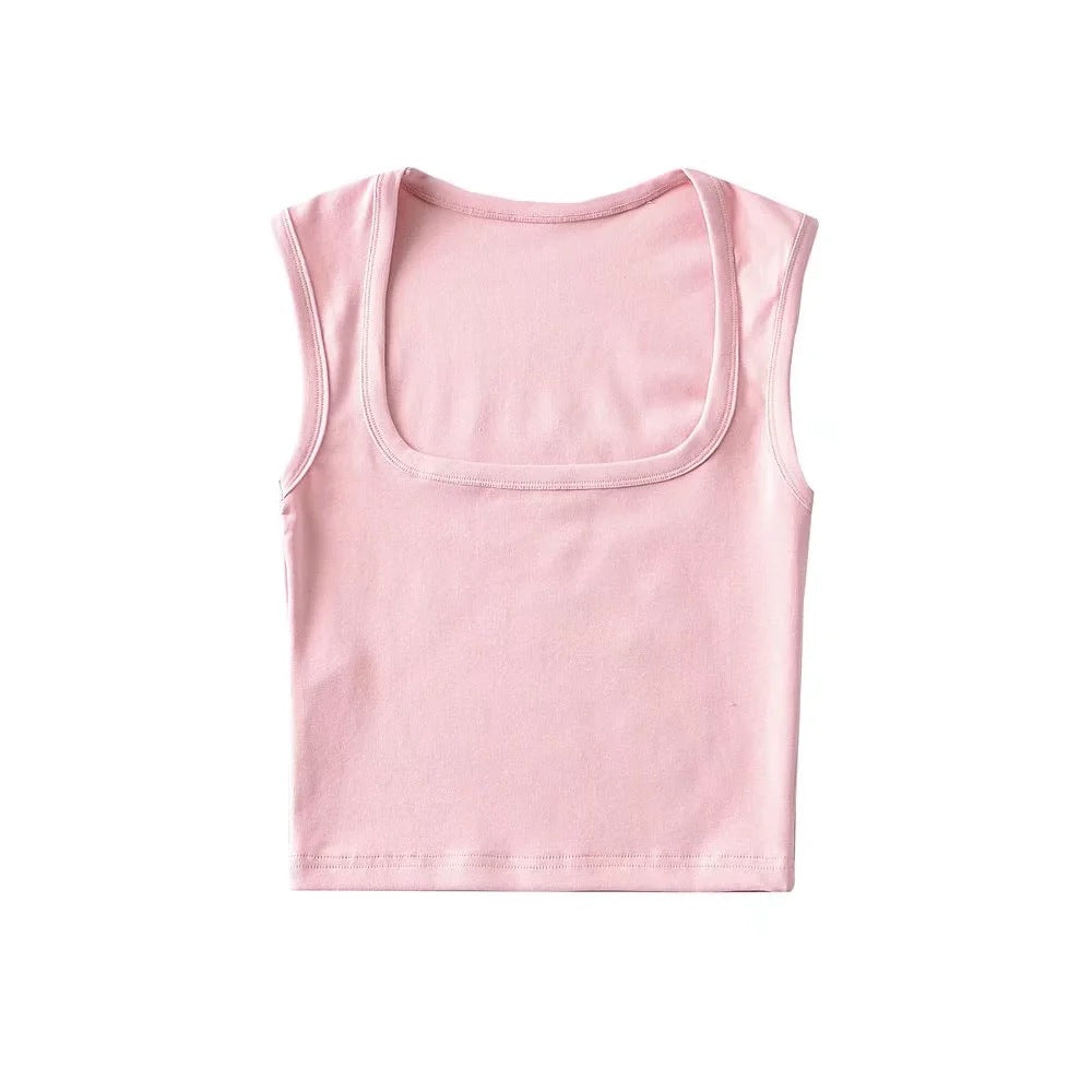 Women's Summer Sexy Deep Square Collar Tight-fitting Tops