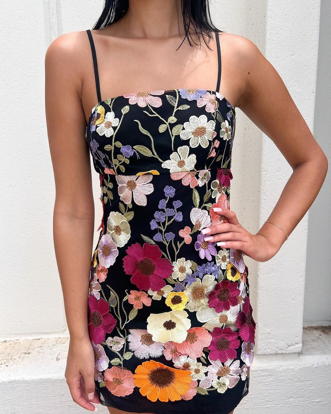 Spring Elegant Three-dimensional Flower Mesh Stitching Dresses