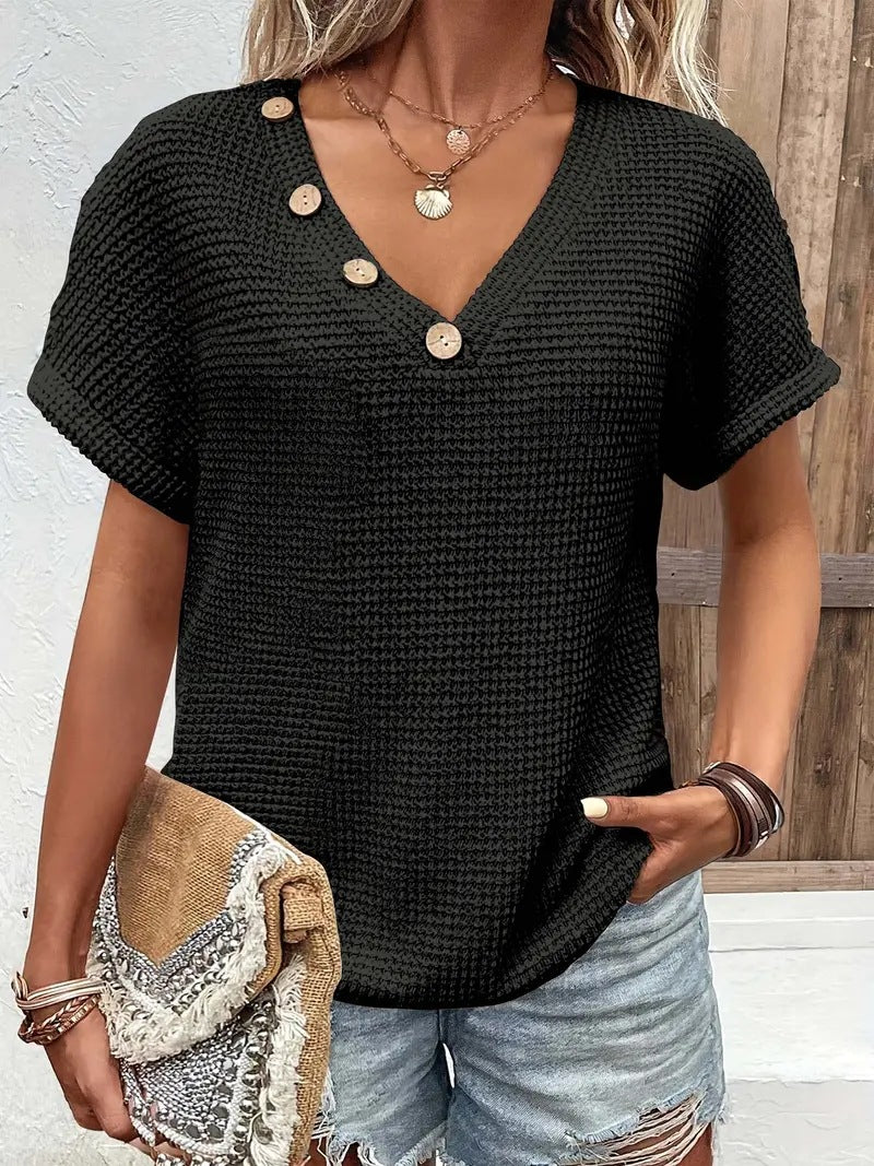 Women's Knitted T-shirt Fashion Clinch Sleeve Blouses