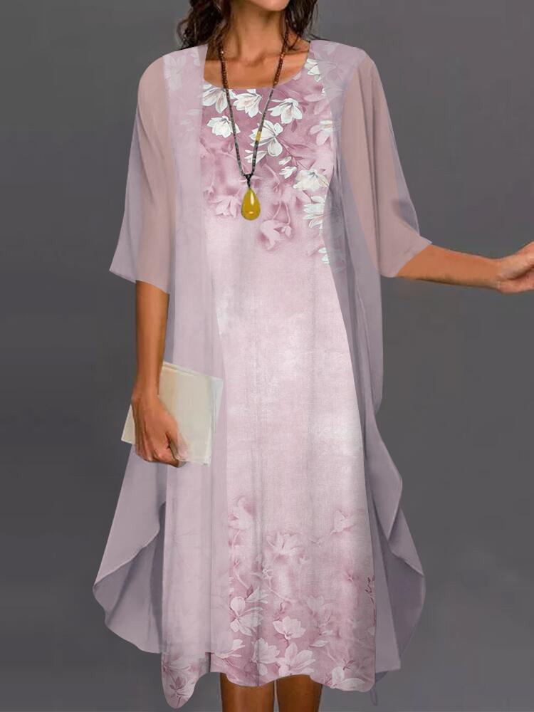 Summer Printed Long Sleeve Loose Two-piece Dresses