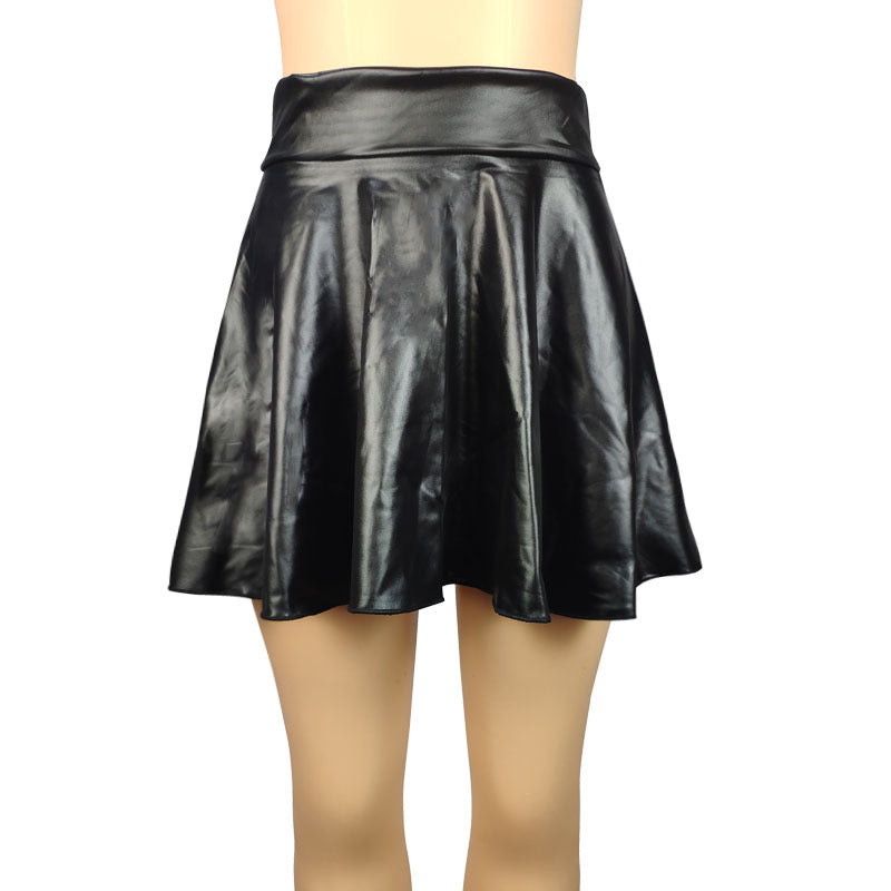 Women's Large Swing High Waist Faux Leather Skirts