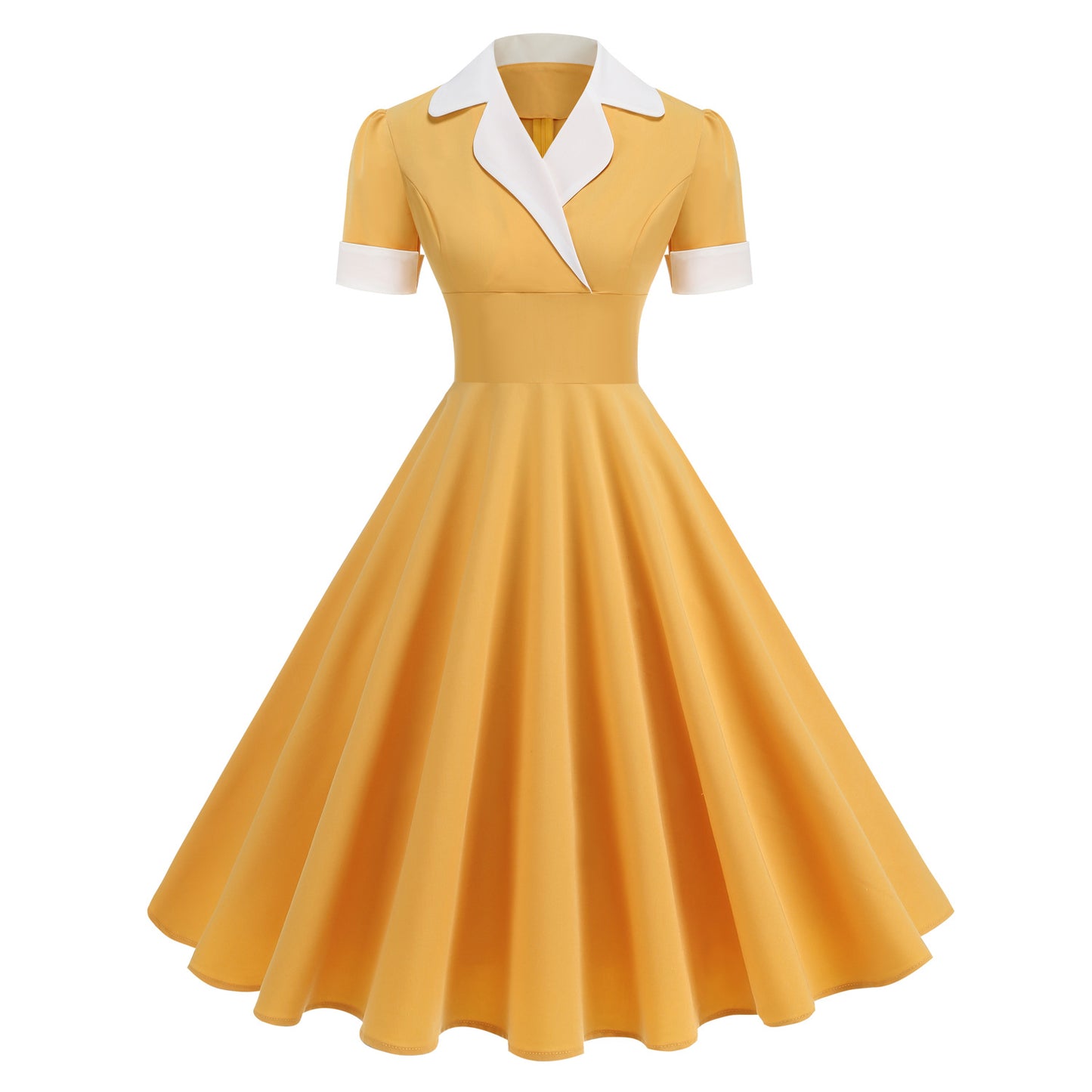 Hepburn Style Commuter Elegant Graceful Adult Lady Like Woman Contrast Dress