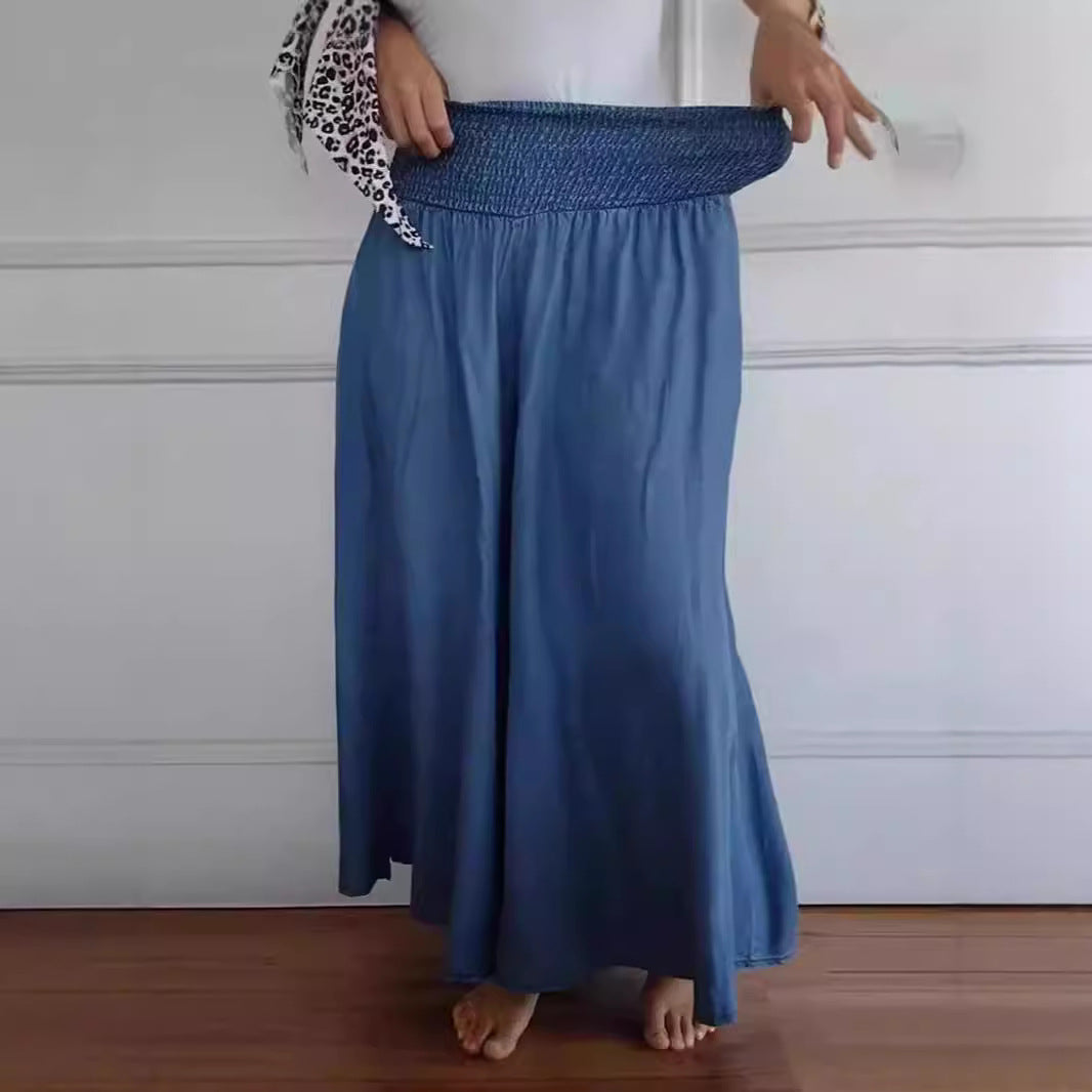 Women's Casual Smocking Wide Leg Elastic Waist Pants