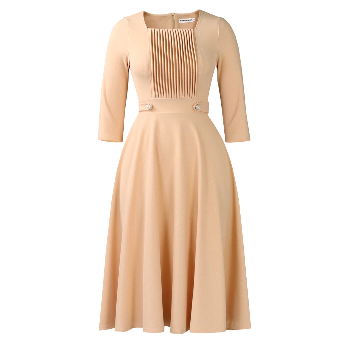 Women's Fashion Square Collar Solid Color Pleated High Plus Size