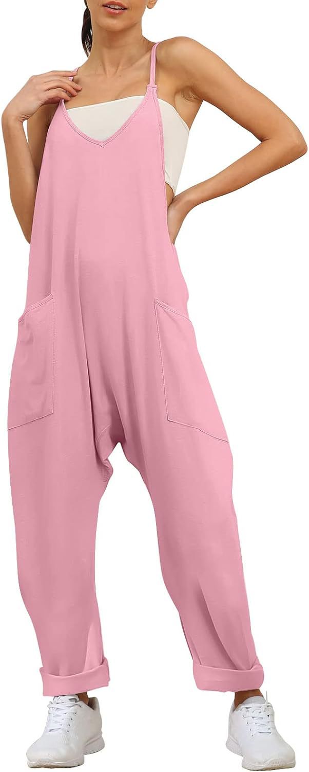 Women's Summer Large Pocket Overalls Loose Bodysuit Jumpsuits