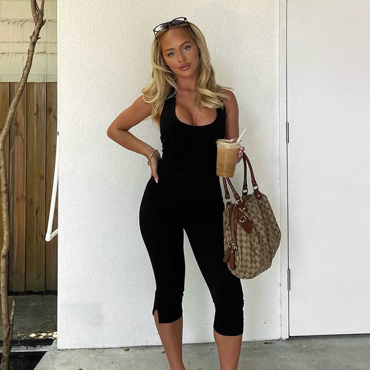 Women's Color Slim Fit Backless Sexy Sports Comfortable Sling Long Jumpsuits