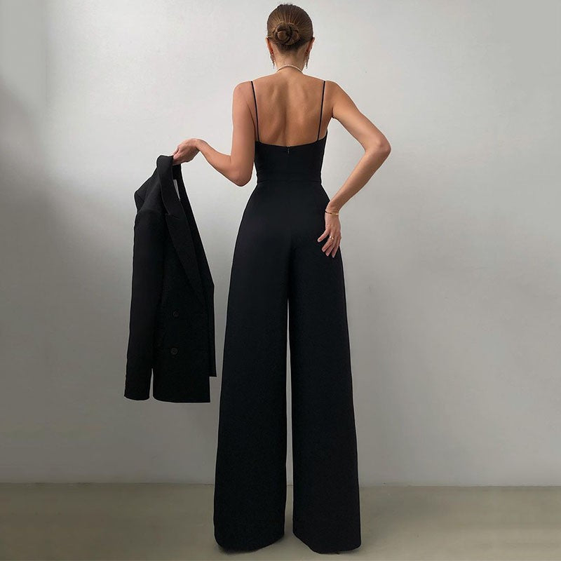 Sling Straight Mop Floor Minimalist Sleeveless Jumpsuits