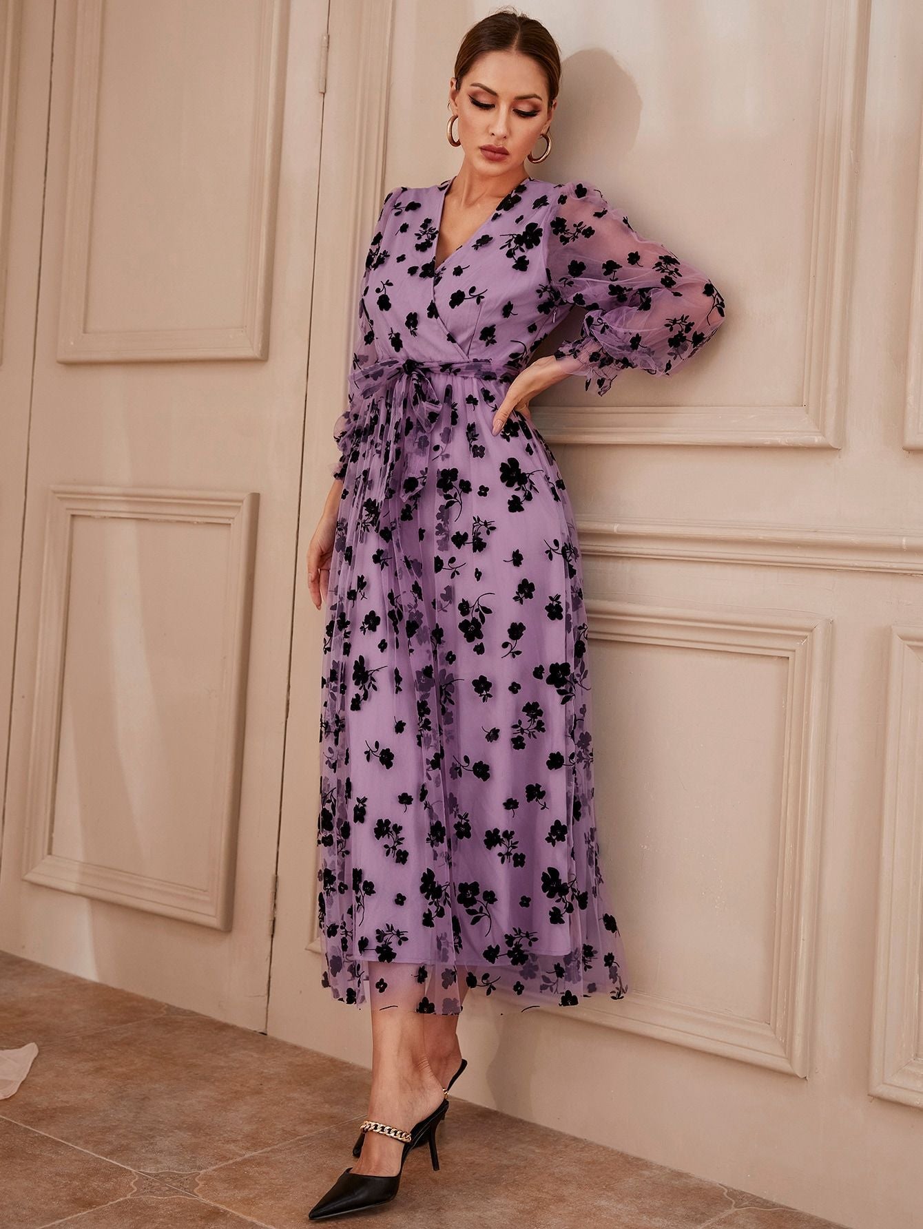 Women's Casual Autumn Elegant High Waist Mesh Dresses