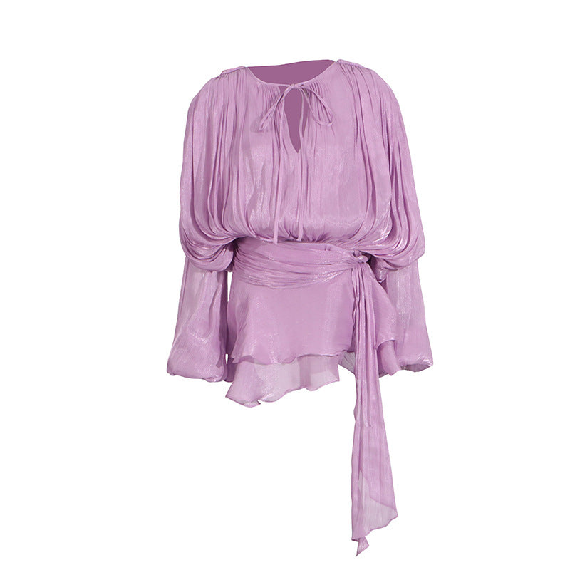 Spring Fashion Small People Pure Want Hollow Pleated Dresses