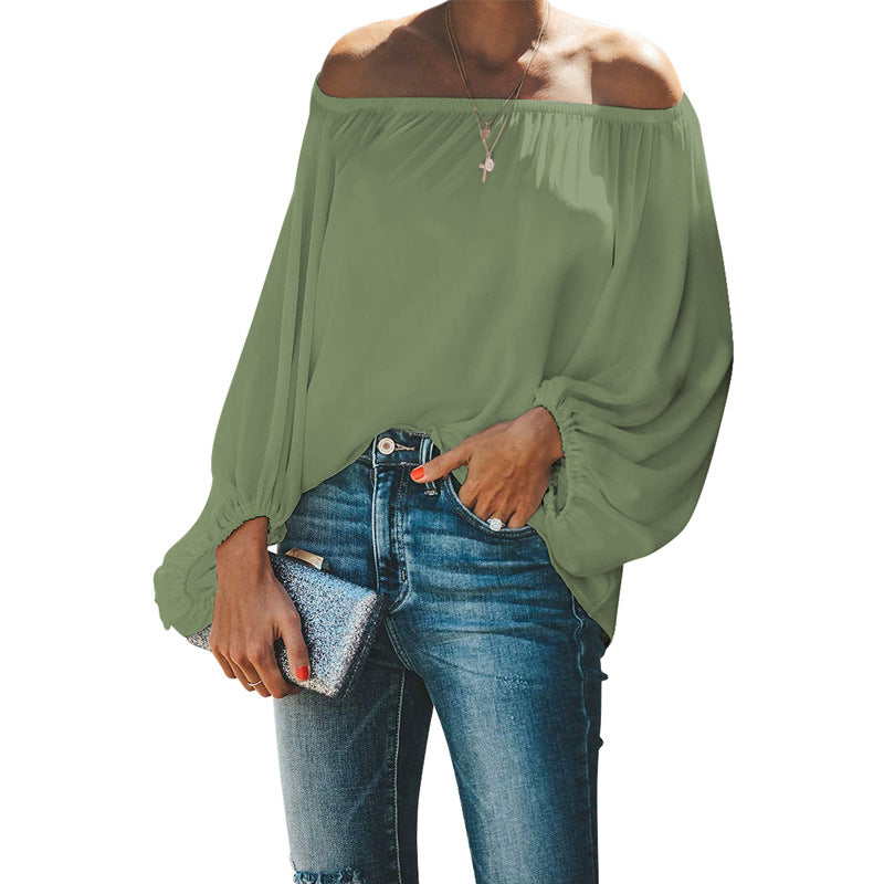 Women's Solid Color Simple Lantern Sleeve Loose Tops