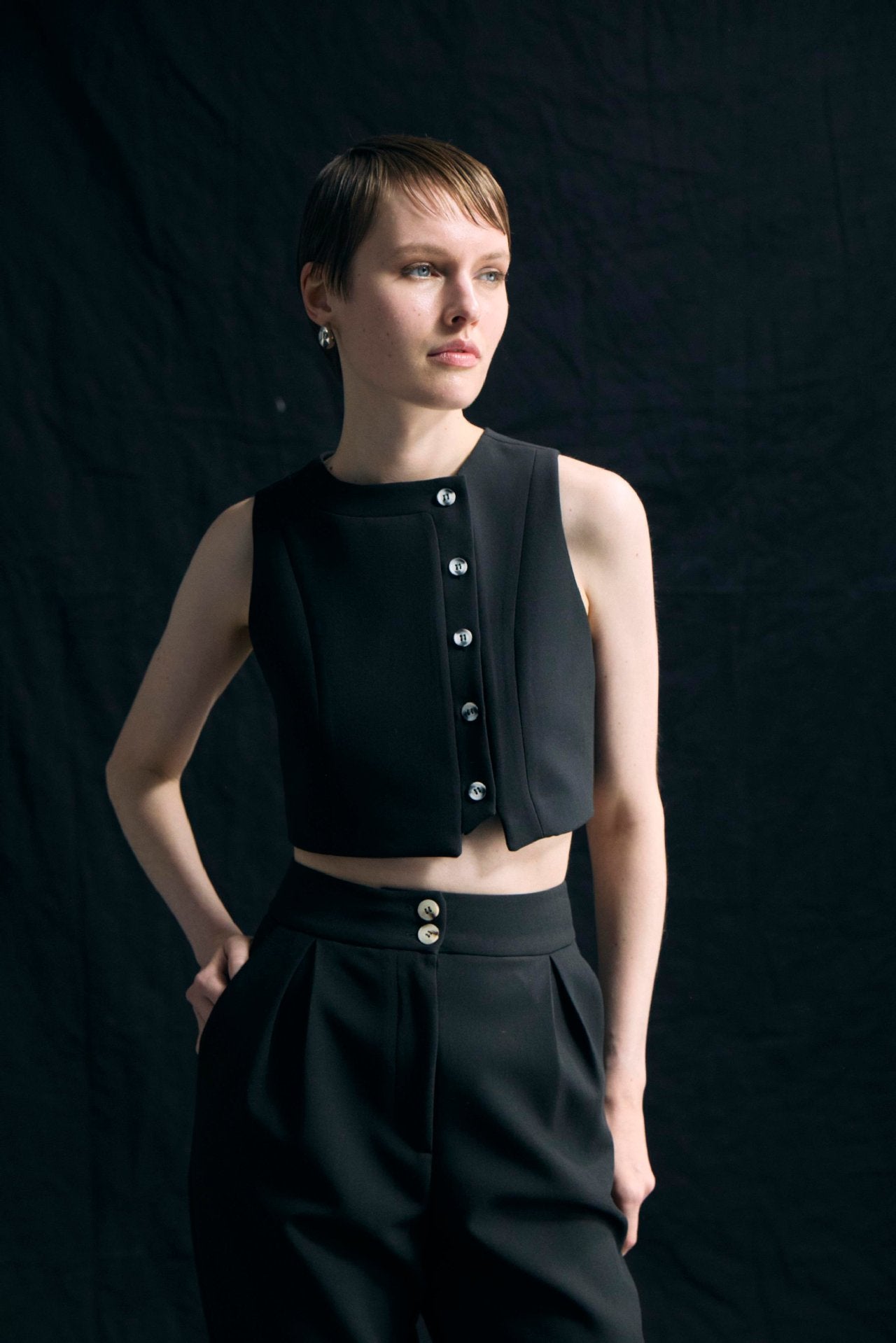 Women's Fashion Sleeveless High Waist Cropped Two-piece Suits
