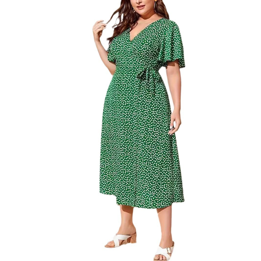 Attractive High Waist Wrap Printed Dress Dresses