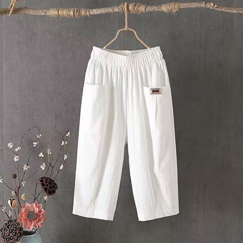 Women's Capri Summer Loose Comfort Breathable Elastic Waist Pants