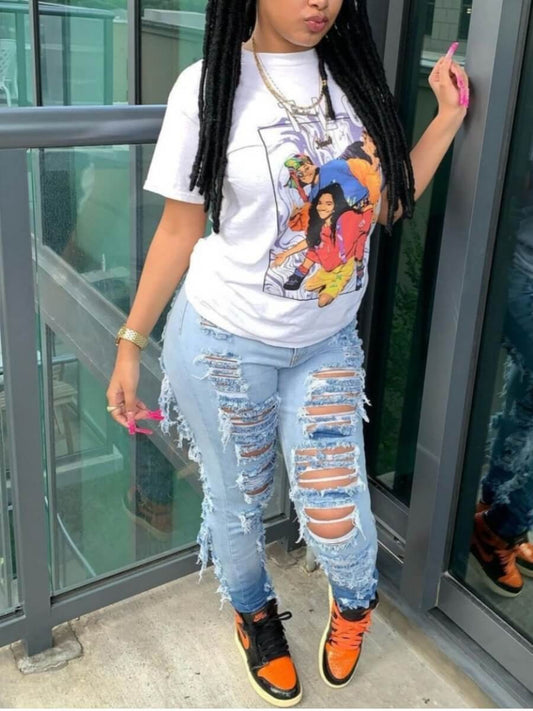 Women's Autumn Street Hipster High Waist Stretch Jeans