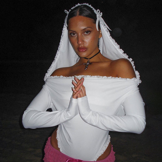 Women's Autumn Sexy Hot Hood Lace Long-sleeved Clothing