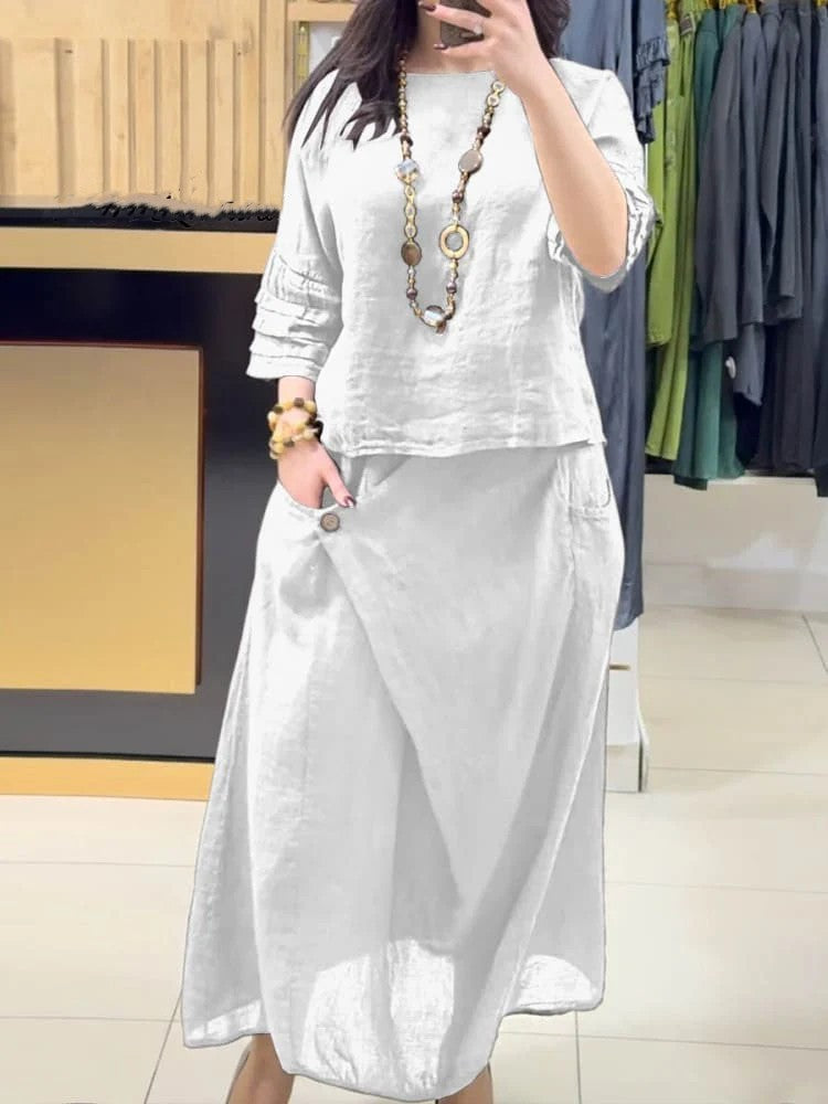 Women's Casual Solid Color Loose Dress Two-piece Suits
