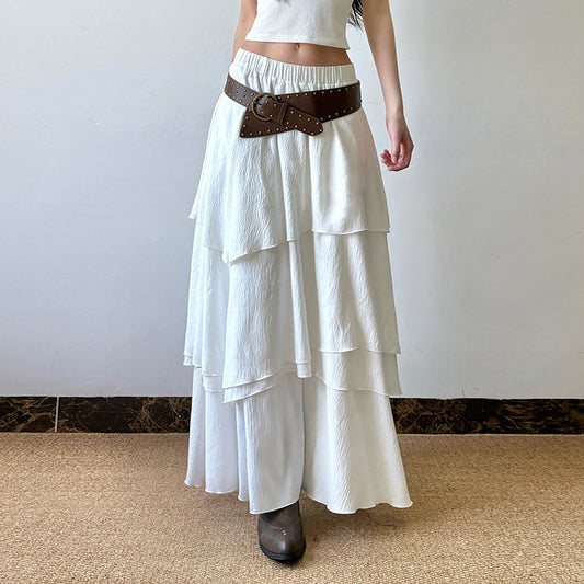 Spring Low Waist Irregular Wandering Hippie Style Long Casual Skirts