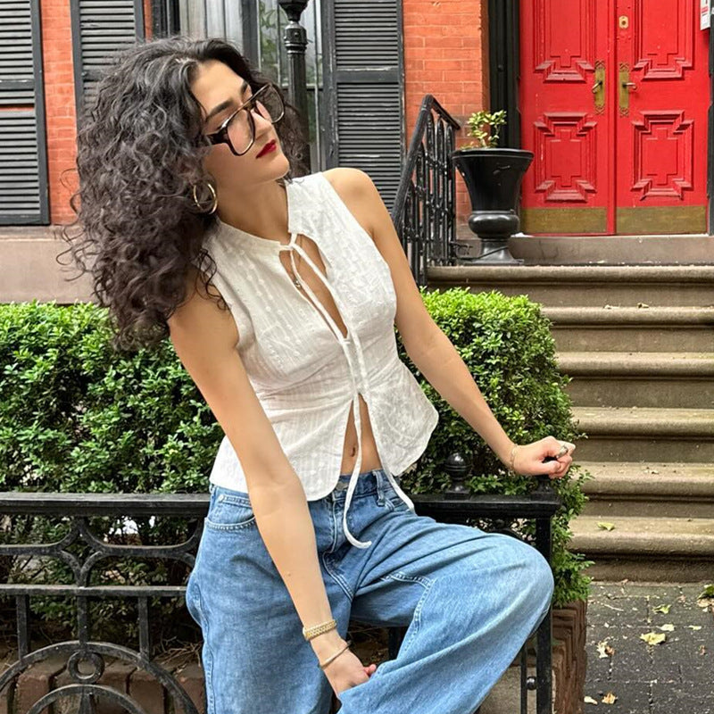 Women's Summer Fashion Street Sexy Bare Midriff Tops