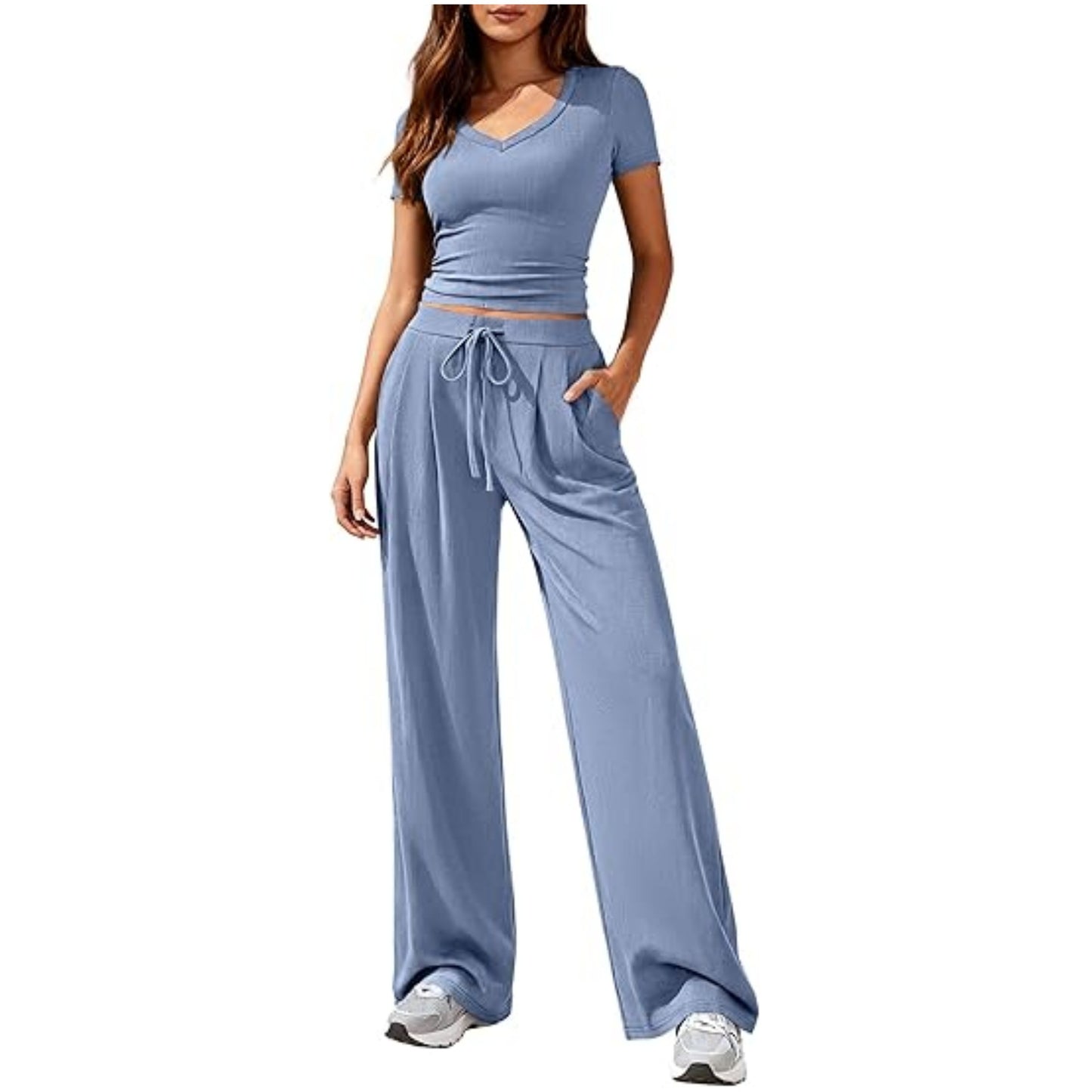 Women's Solid Color Wide Leg For Fashion Casual Suit