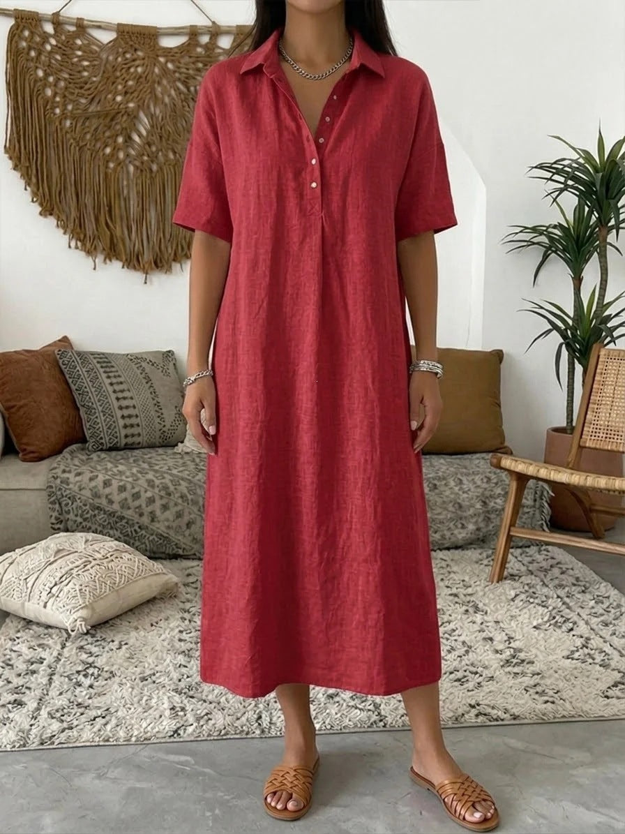 Women's Casual Comfortable Collar Linen Sleeve Shorts