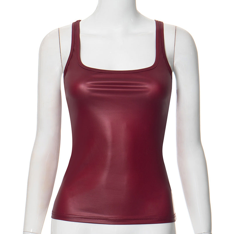 Women's Summer Solid Color Square Collar Sleeveless Blouses