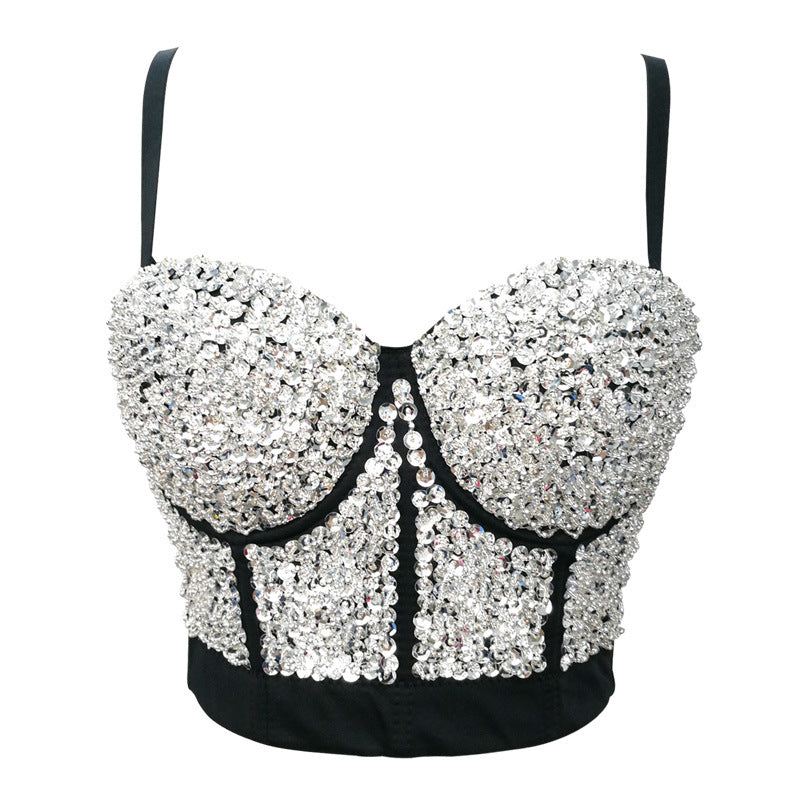 Women's Starry Beaded Bra Sexy Tube Fishbone Tops