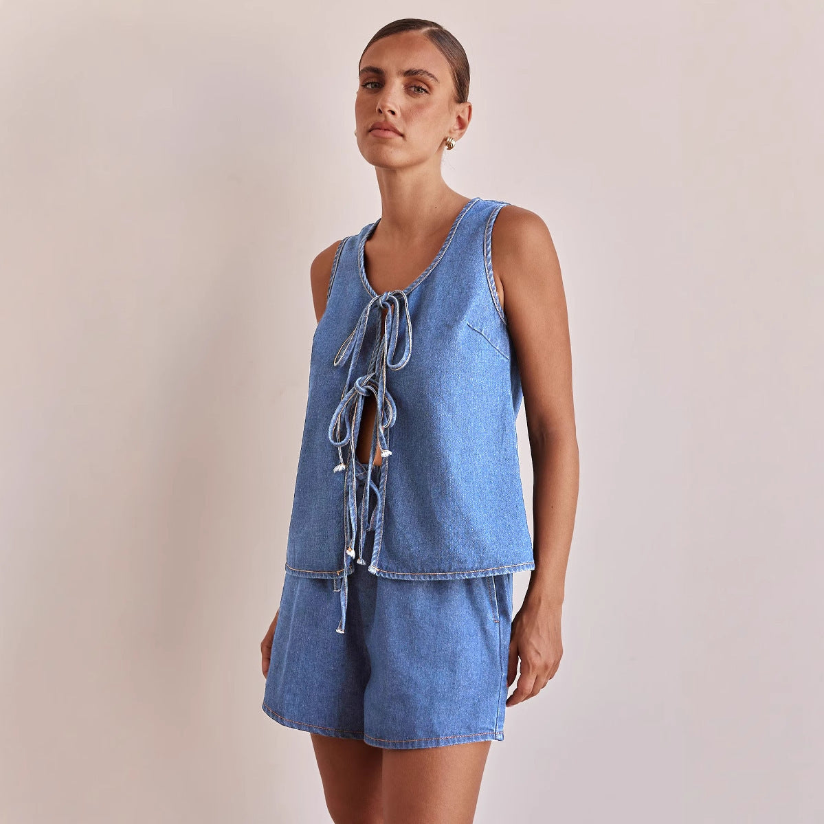 Women's Summer Fashion Casual Sleeveless Tied High Suits