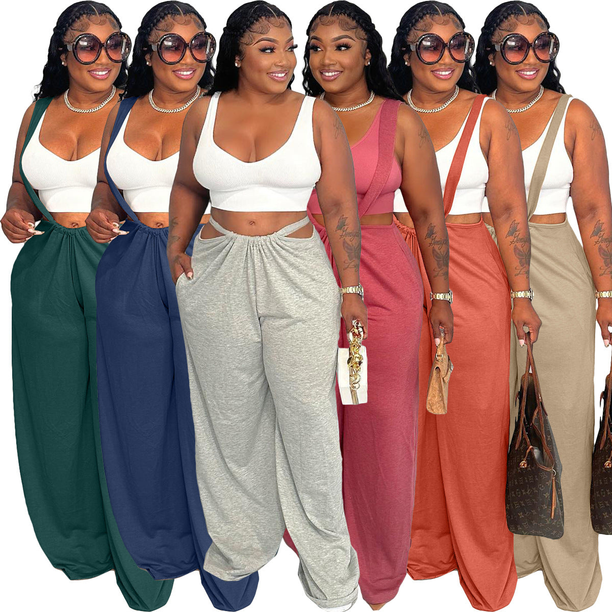 Women's Hip Hop Sports Strap Two-way Wear Jumpsuits