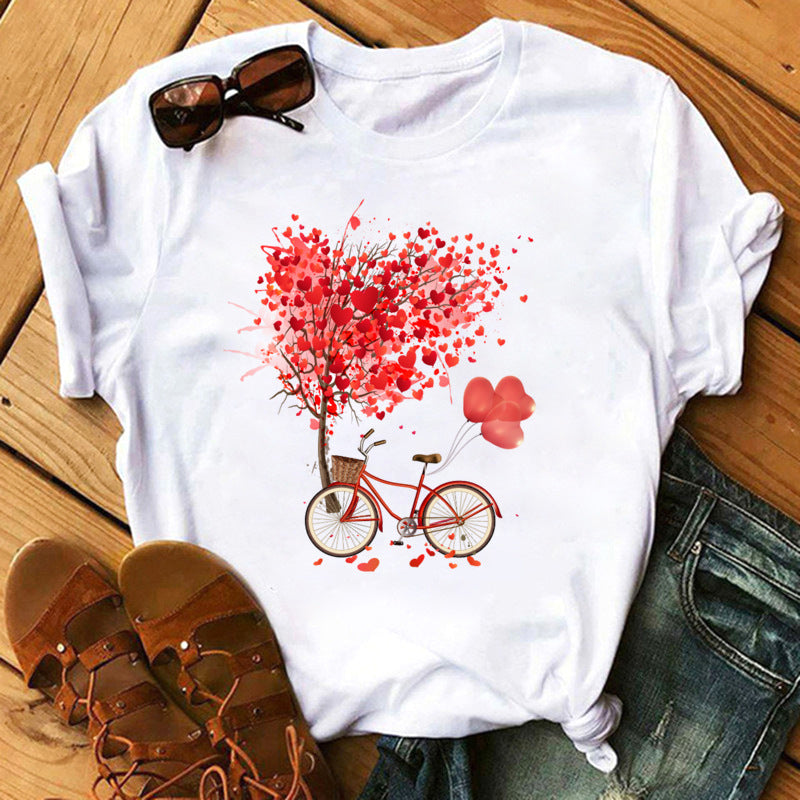 Women's Sleeve T-shirt Love Series Korean Style Blouses