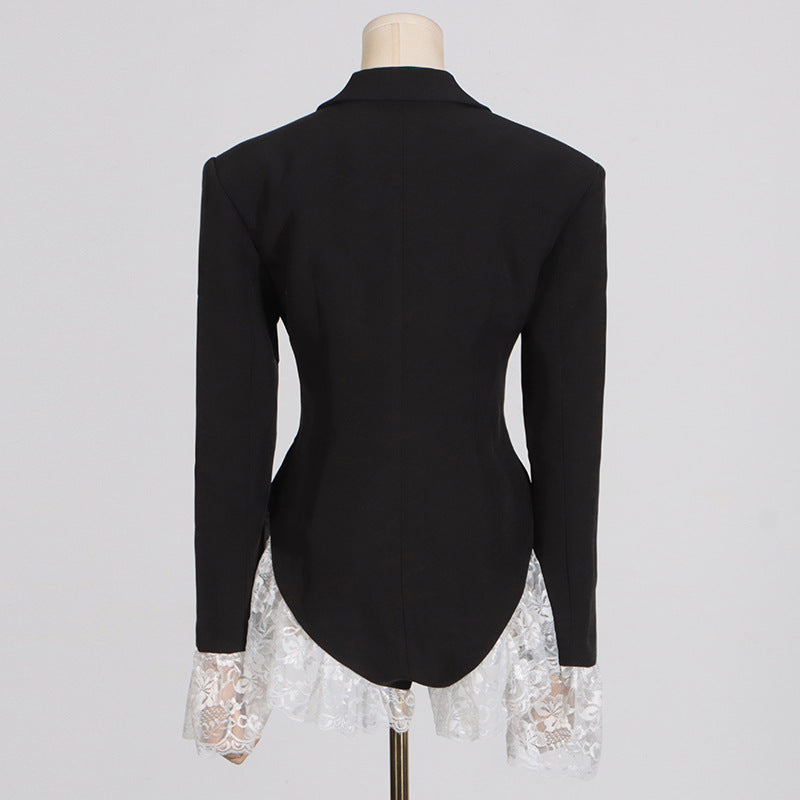 Fashionable Elegant Lace Ruffled Design Tight Jumpsuits
