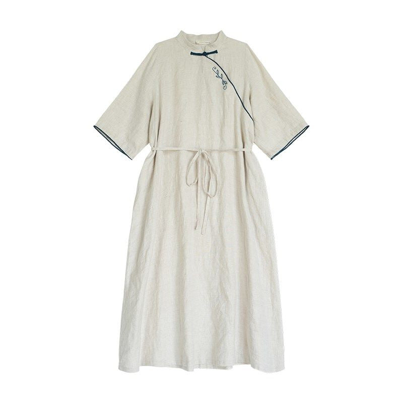 Loose Retro Embroidered Chinese Style Improved Cheongsam Dresses
