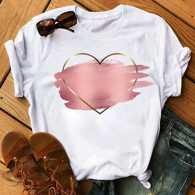 Women's Sleeve T-shirt Love Series Korean Style Blouses