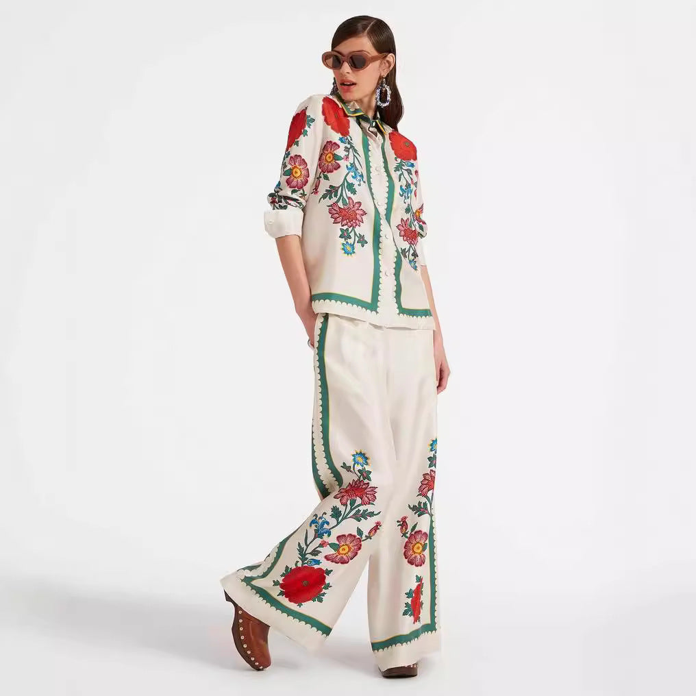 Casual Fashion Printing Collar Loose Long Suits