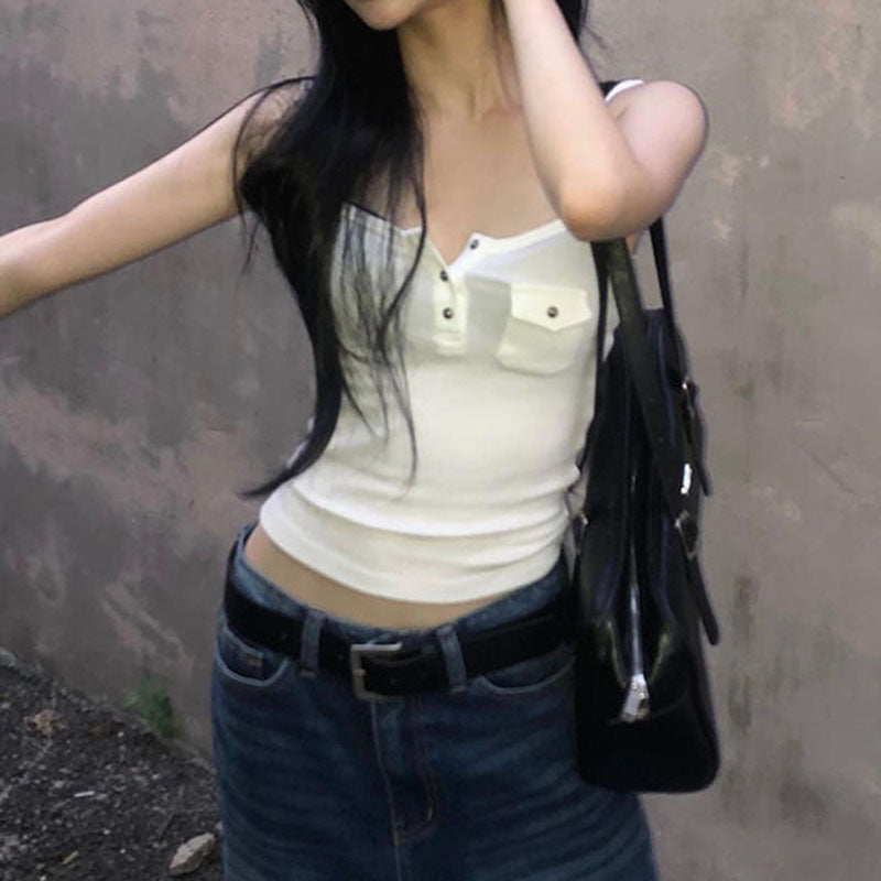 Tooling Style Pocket Half Open Basic Tops