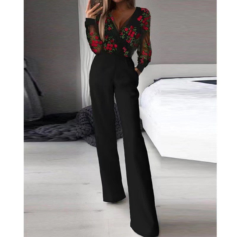 Chinese Long Style Slant Temperament Commute Jumpsuits