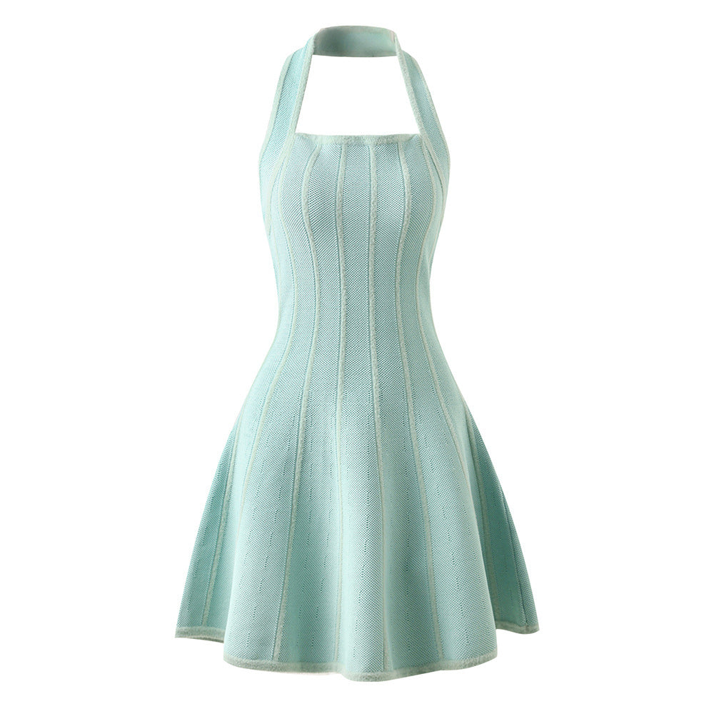 Halter Suspender Backless Large Swing Knitted Dresses