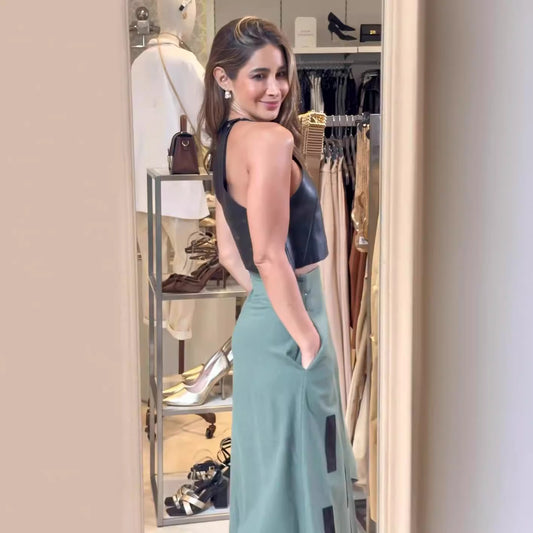 Women's Fashion Sleeveless Halter Irregular Two Skirts