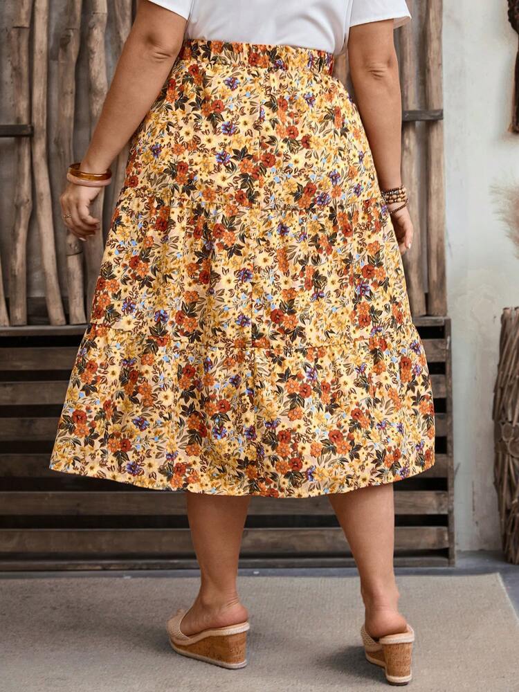 Women's Fashion Printed Floral High Waist Female Skirts