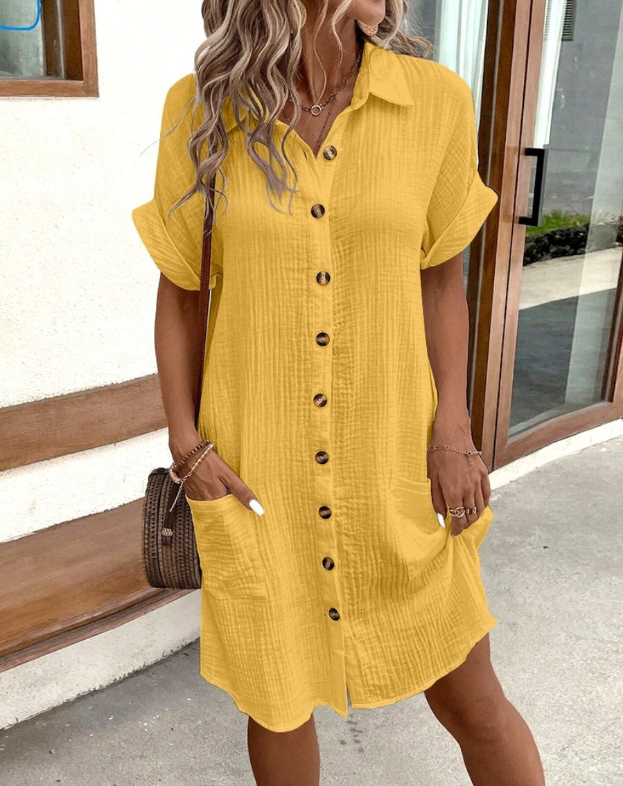 Women's Cool Summer Simple Buttons Dress Dresses