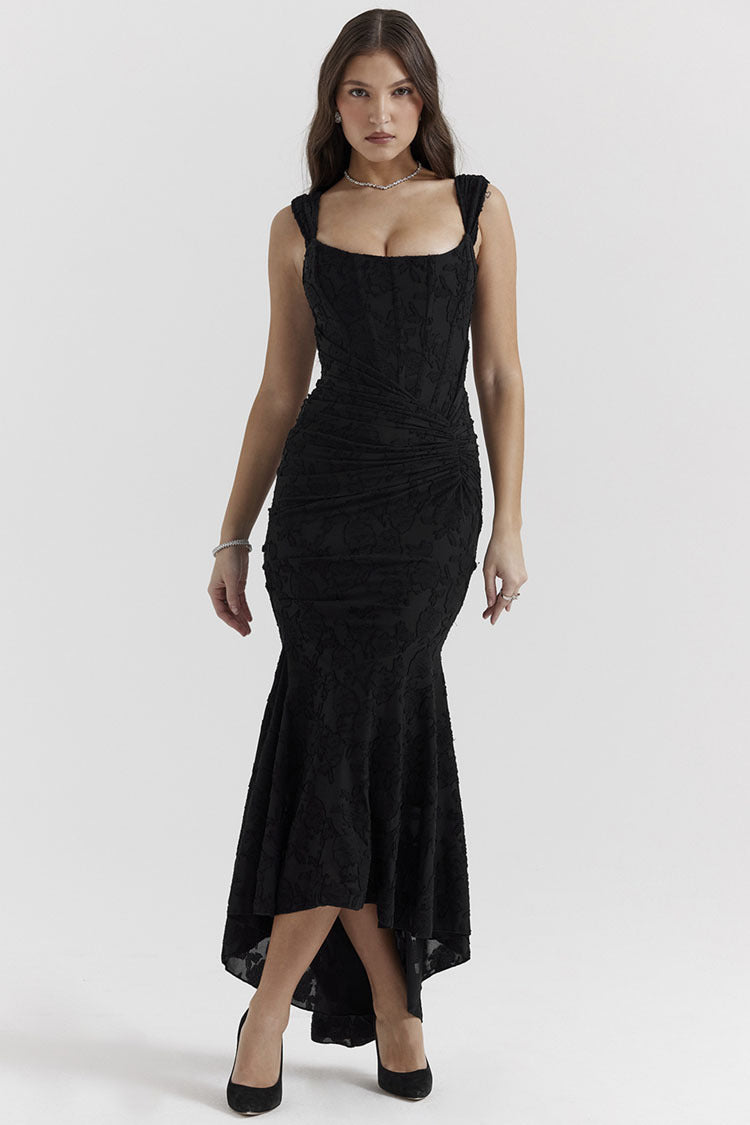 Sleeveless Solid Color Fishbone Waist Dress Evening Dresses