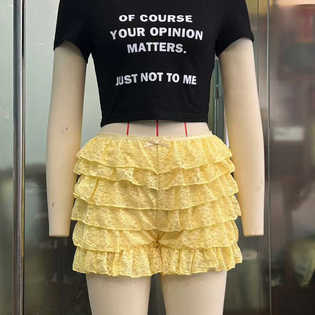 Sweet Pure Desire Casual Lace Solid Shorts