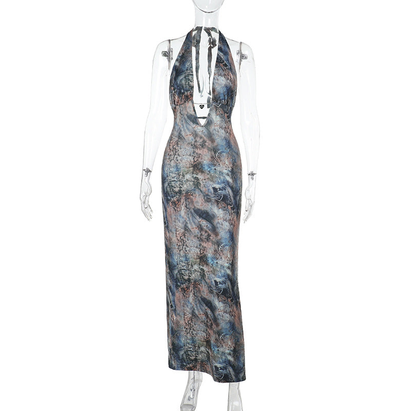 Women's Sexy With Suspenders Printed Dress Hot Vacation Dresses