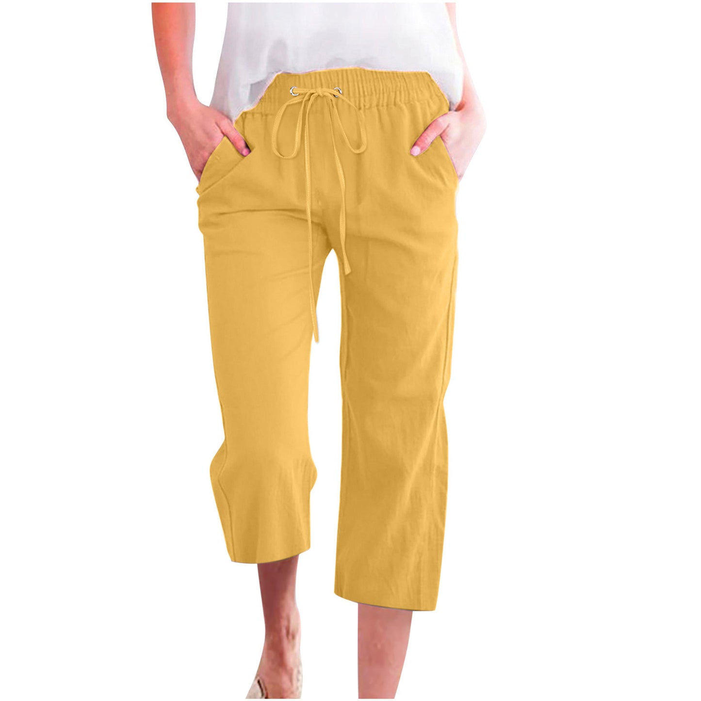 Women's Cotton Linen Casual Loose Straight Pocket Pants