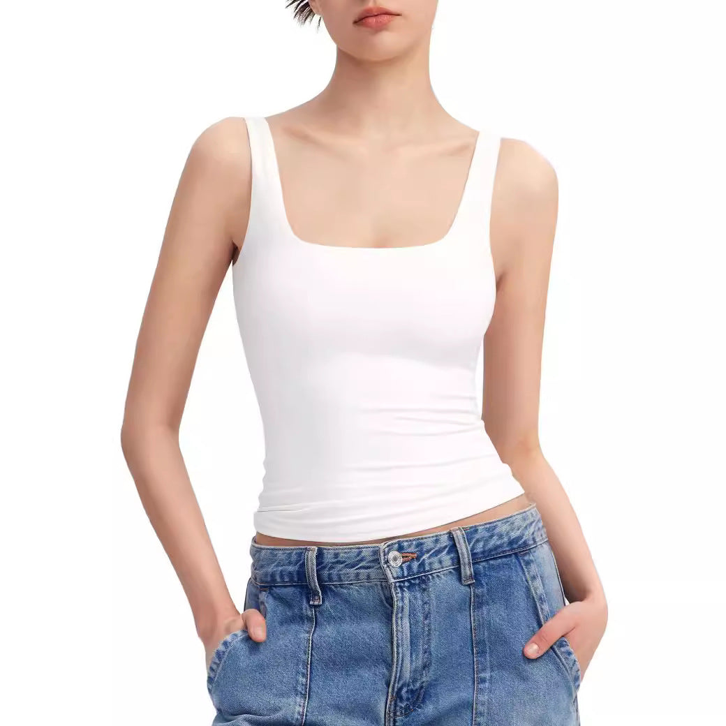 Women's Sexy Sling Square Collar Sleeveless Tops