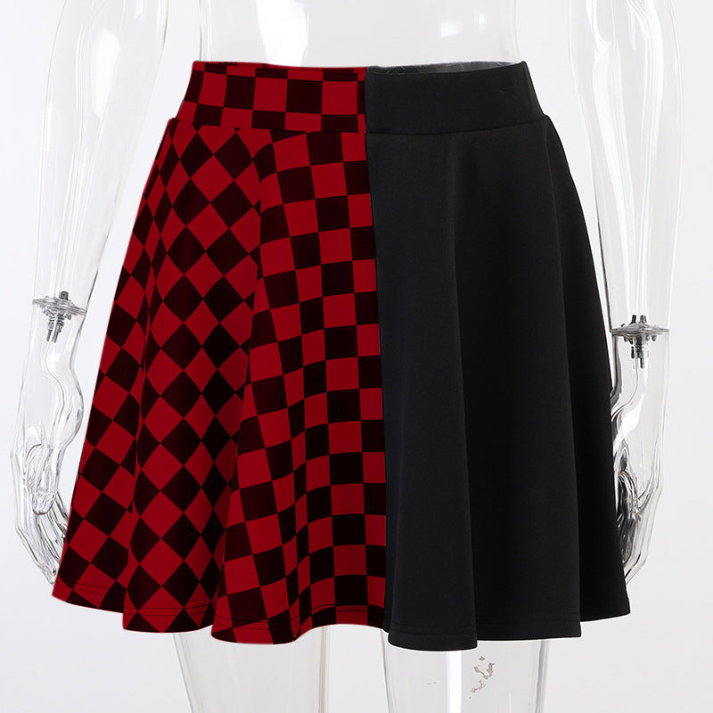 Women's Dark Fashion Summer Stitching French High Skirts