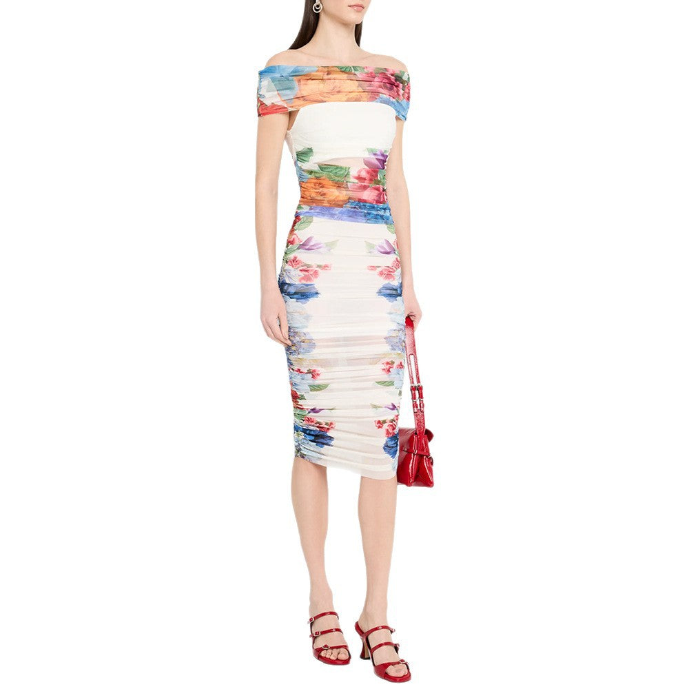 Attractive Graceful Mesh Floral Print Stretch Skirts