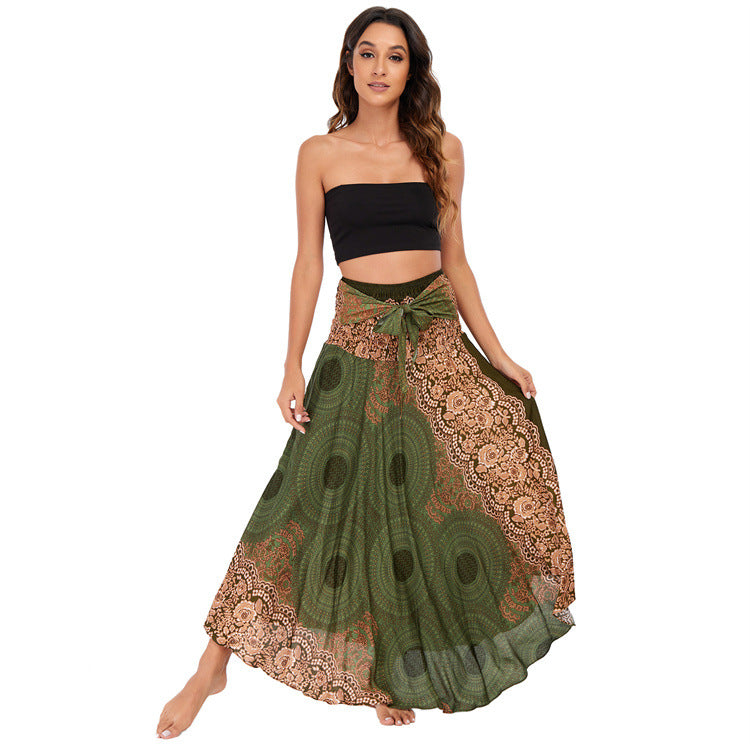 Casual Thai Dress Beach Vacation Two-way Big Swing Skirts