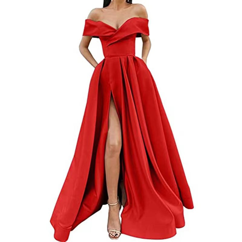 Women's Classic Dress Summer Deep Satin Evening Dresses