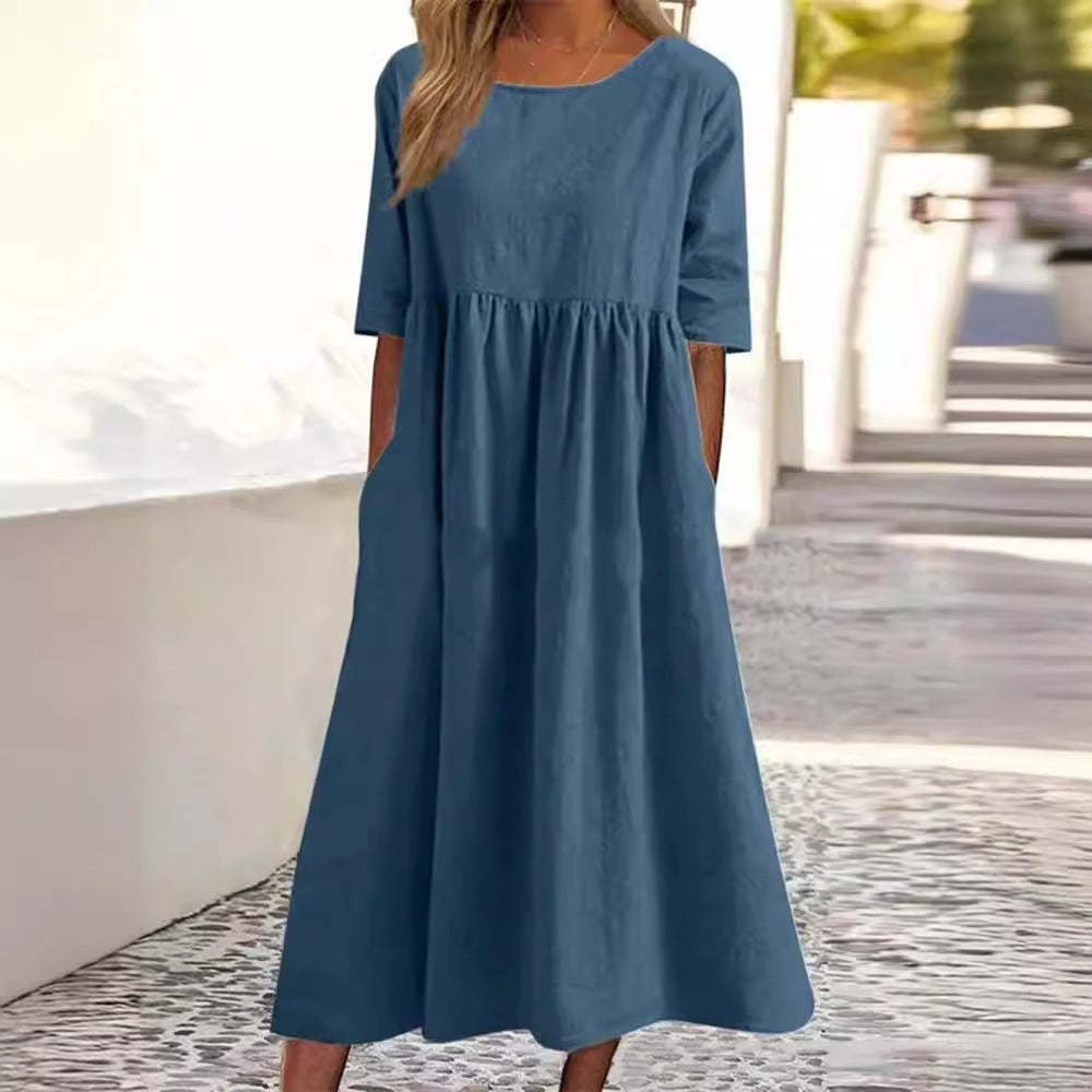 Neck Sleeve Large Casual Loose Long Dresses