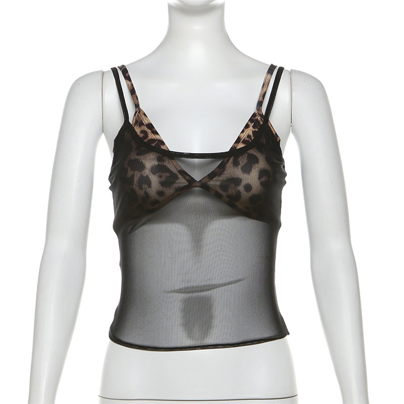 Women's Color Slim Street Fashion Suspenders Voile Blouses